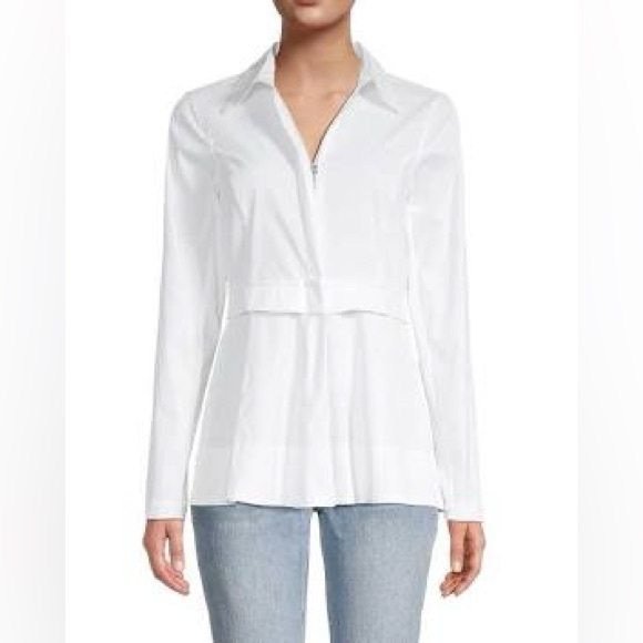 Donna Karan Tops - Donna Karan zip up white shirt